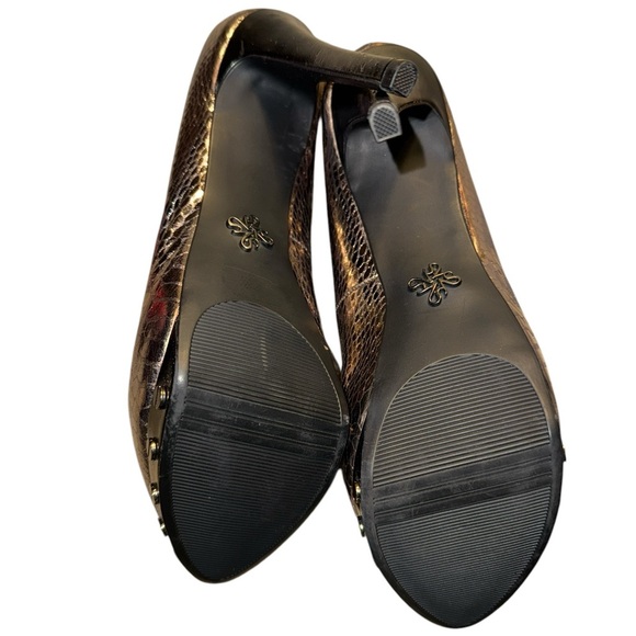 SIMPLY VERA WANG KARINA SILVER PLATFORM STUDDED FAUX SNAKESKIN HEELS NWOB 9M - Picture 5 of 5